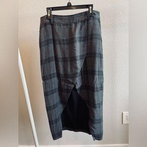 Mango grey plaid midi skirt